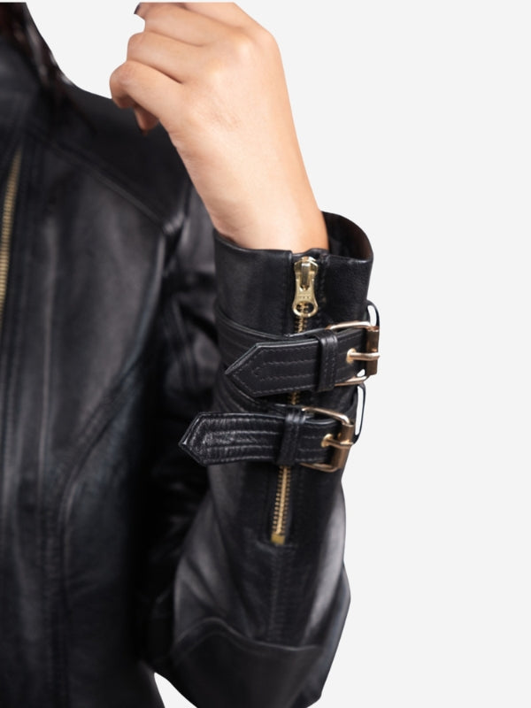 Women’s Premium Black Biker Leather Jacket
