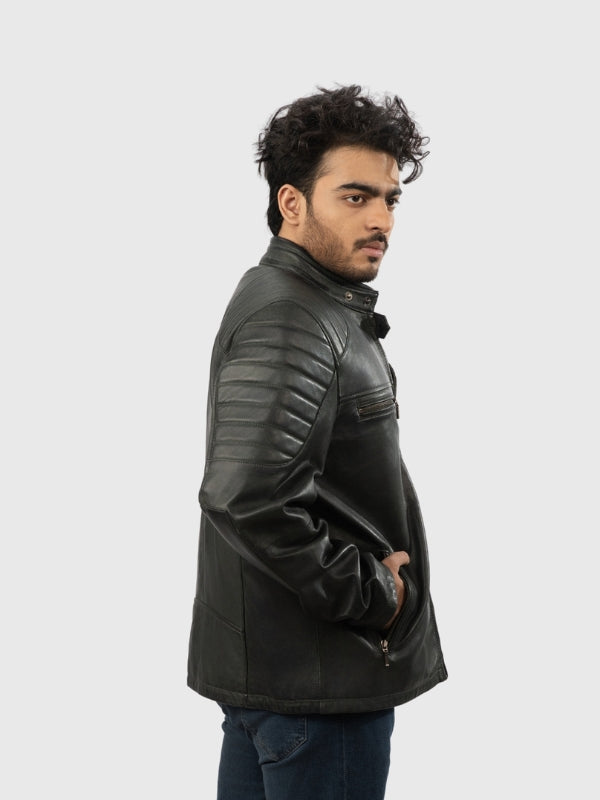 Men’s Premium Black Motorcycle Leather Jacket
