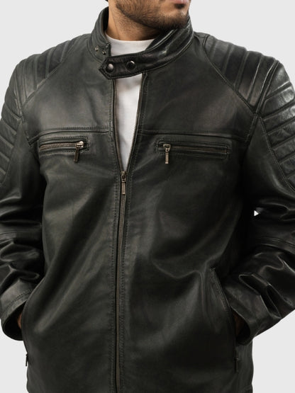 Men’s Premium Black Motorcycle Leather Jacket