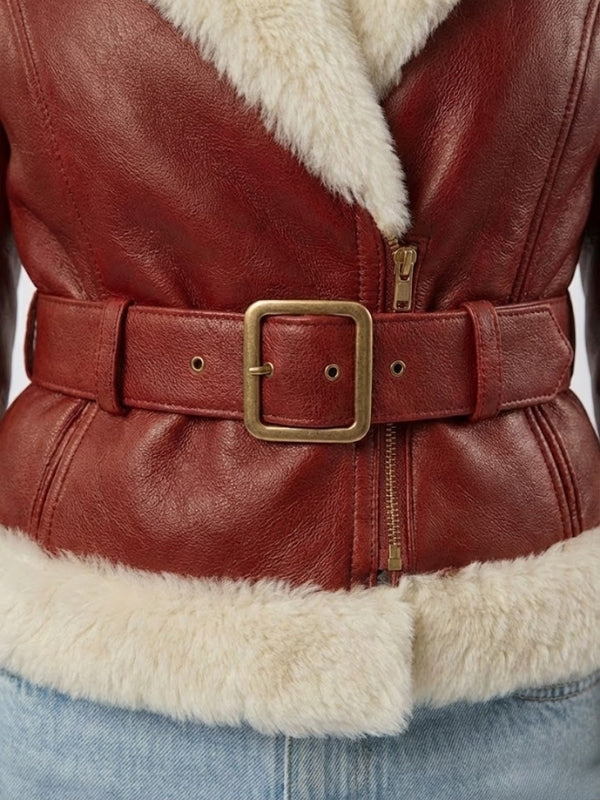 Women's Handmade Shearling Leather Bomber Jacket