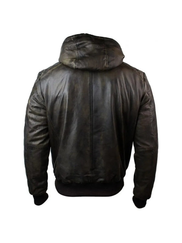 Men's Dark Brown Distressed Quilted Leather Jacket
