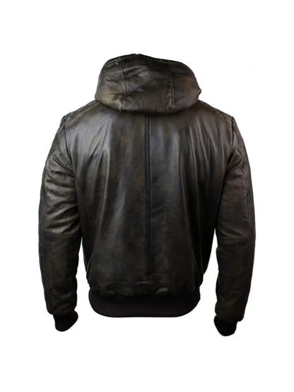 Men's Dark Brown Distressed Quilted Leather Jacket