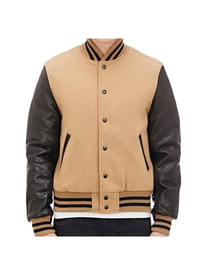 Men's Handmade Golden Bear Real Varsity Bomber Jacket