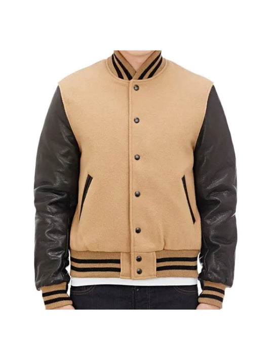 Men's Handmade Golden Bear Real Varsity Bomber Jacket