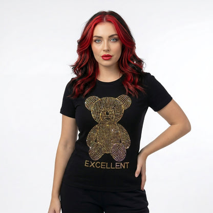 Bling Teddy Bear Rhinestone Tee