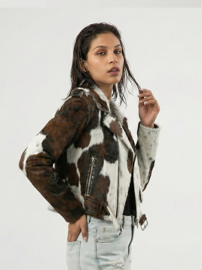 Unisex Cow Hide Hair On Leather Jacket
