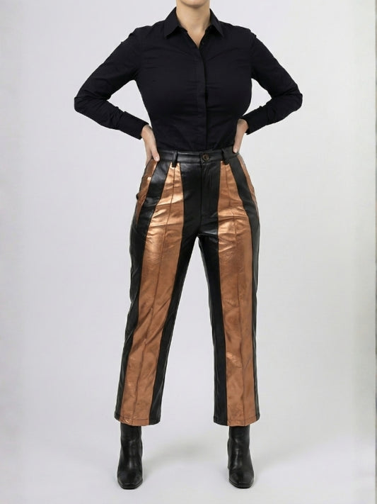 Women’s Cropped Mid-Rise Leather Pants