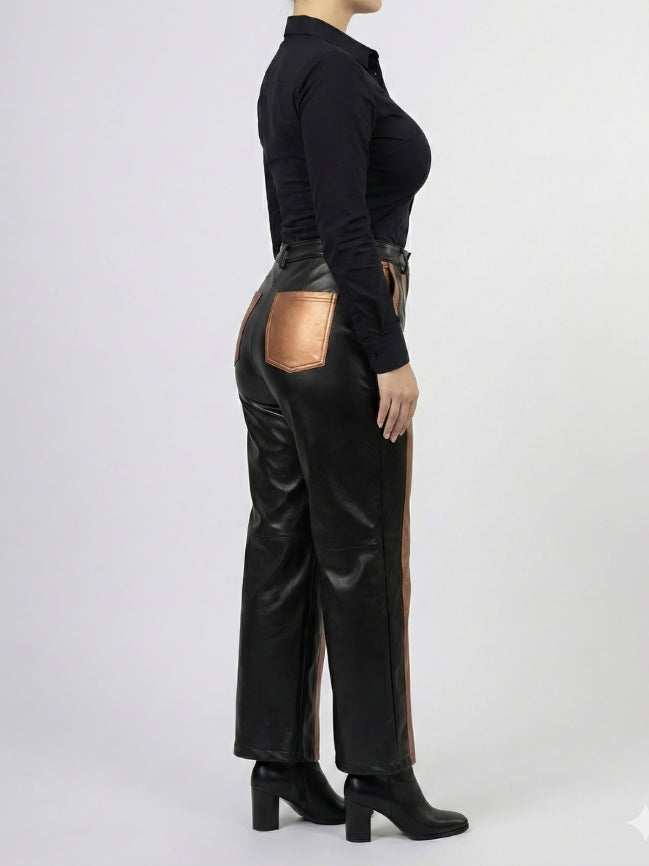 Women’s Cropped Mid-Rise Leather Pants