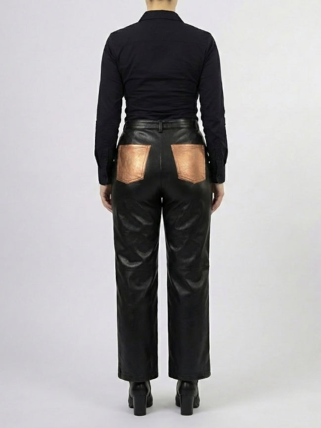 Women’s Cropped Mid-Rise Leather Pants