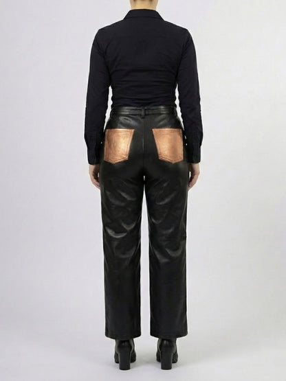 Women’s Cropped Mid-Rise Leather Pants