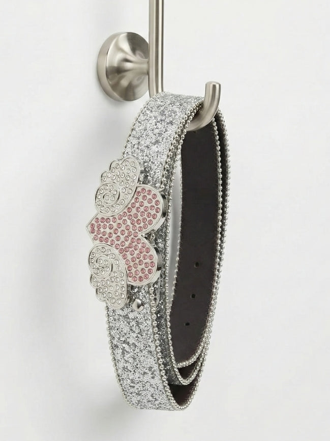 Stylish Glitter Belt with Heart and Wing Detail