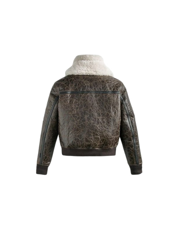 Men's Brown Shearling Raf Aviator Bomber Leather Jacket