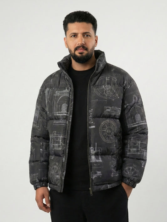 Men’s Black Parachute Puffer Jacket