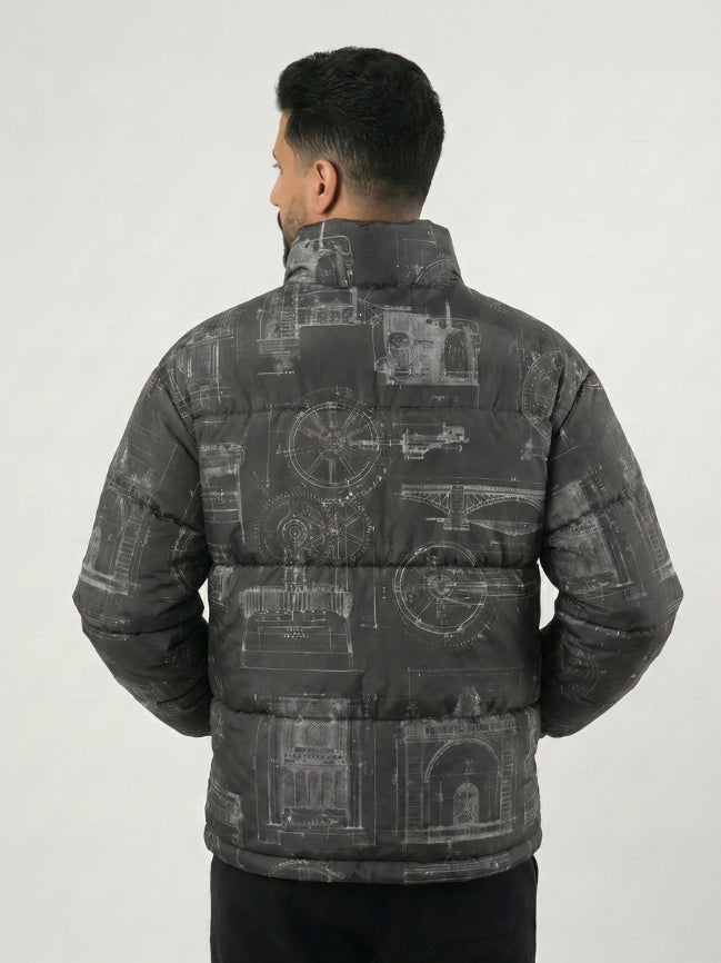 Men’s Black Parachute Puffer Jacket