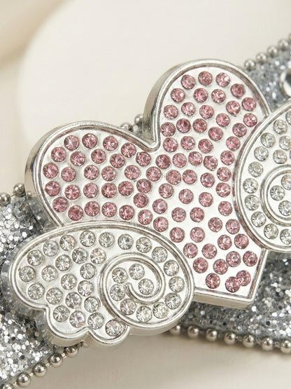 Stylish Glitter Belt with Heart and Wing Detail