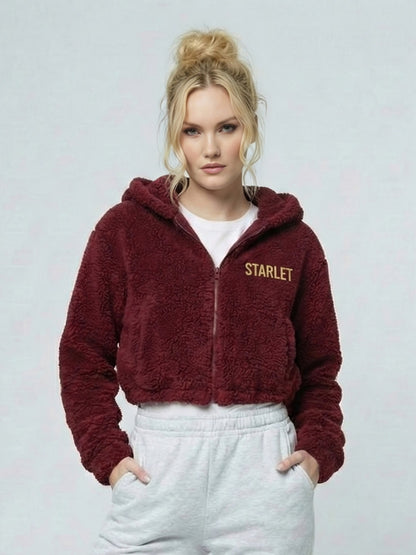 STARLET Sherpa Crop Hoodie - Embroidered Design