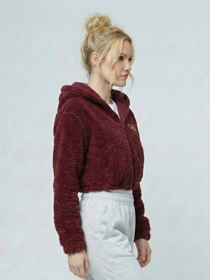 STARLET Sherpa Crop Hoodie - Embroidered Design