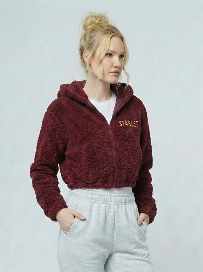 STARLET Sherpa Crop Hoodie - Embroidered Design