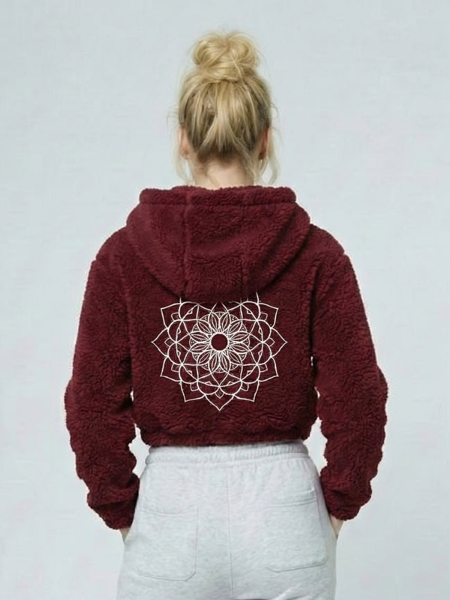 STARLET Sherpa Crop Hoodie - Embroidered Design