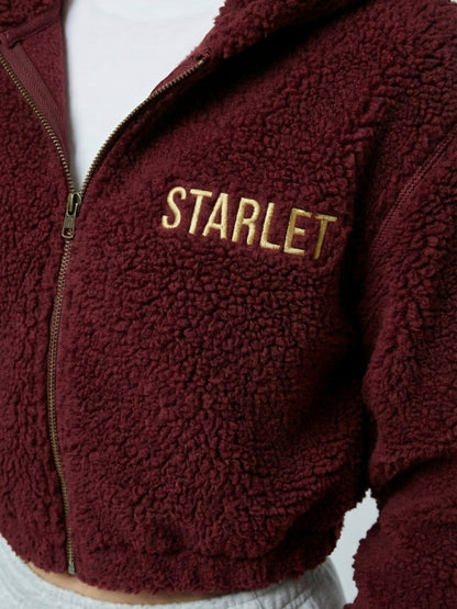STARLET Sherpa Crop Hoodie - Embroidered Design