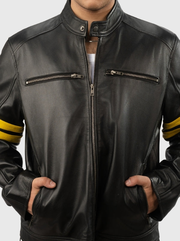 Classic Motorcycle Leather Black Jacket