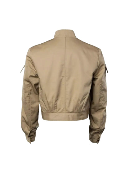 Men's Beige Viscose Lining Long Sleeves Real Cotton Jacket