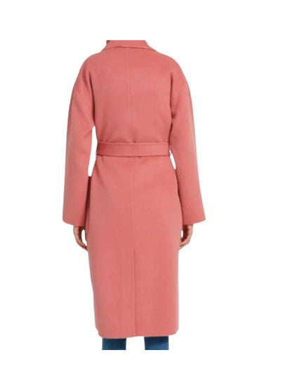 Women's Handmade Long Sleeves Viscose Lining Pink Parka Wool Coat