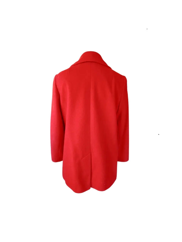 Women's Vintage Style Double Breasted Real Wool Red Coat