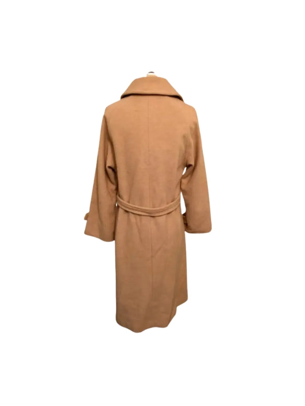 Women's Handmade Brown Long Sleeves Real Wool Coat