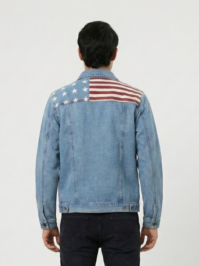 Men's American Flag Denim Jacket