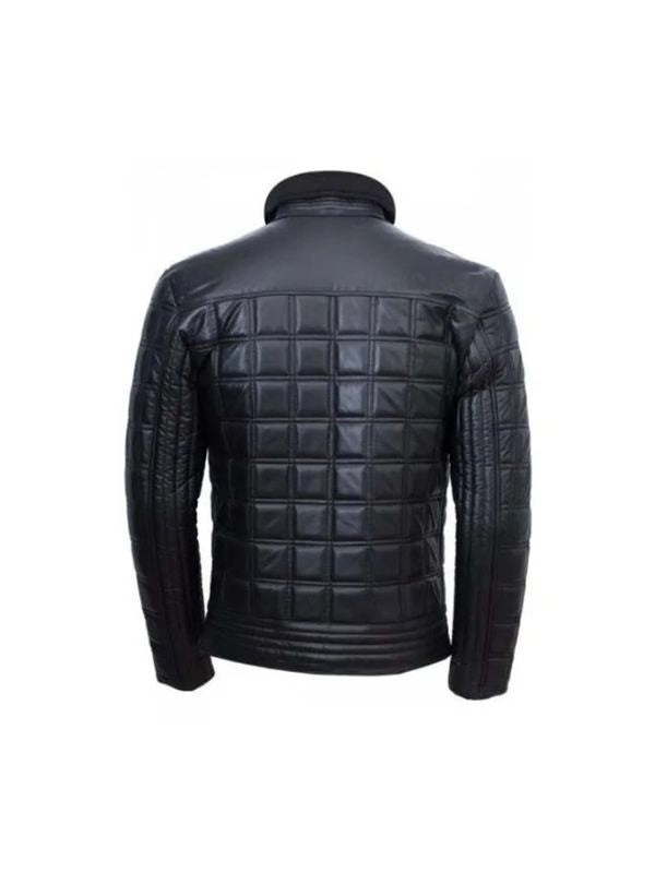 Men's Black Biker Trimmed Quilted Motorcycle Leather Jacket