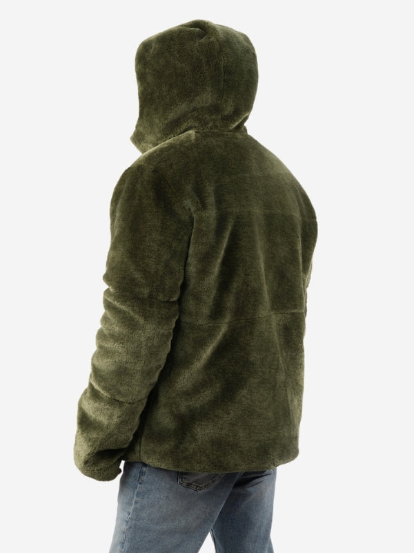 Men’s Reversible Hooded Jacket – Olive & Black Double Sided