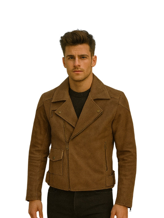 Vintage Brown Distressed Leather Biker Jacket