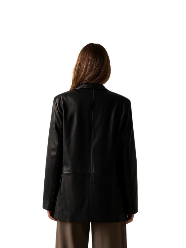 Women Vintage 90s Oversized Black Blazer Coat