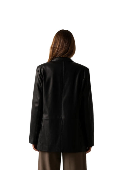 Women Vintage 90s Oversized Black Blazer Coat