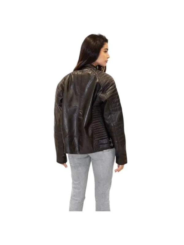 women’s 90's quilted biker jacket, stylish and vintage inspired