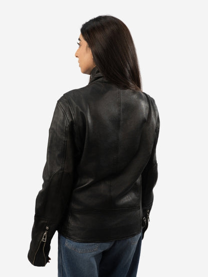 Women’s Premium Black Leather Moto Jacket