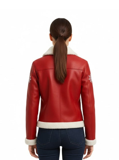 Women's Real Leather Faux Fur Santa Luxe Jacket