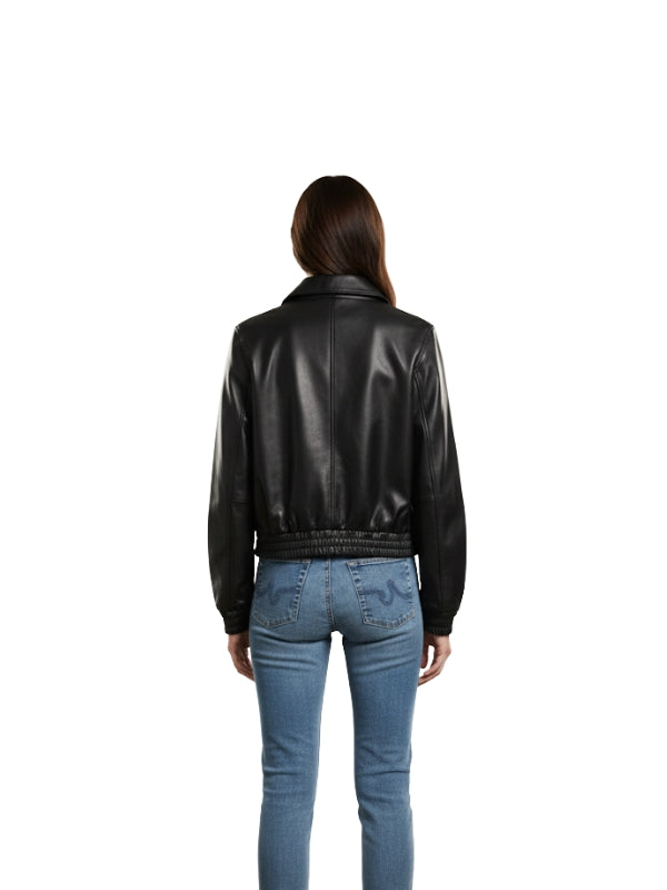 Women's Uma Black Oversized Leather Jacket