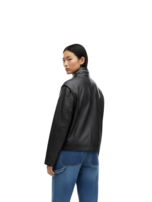 Women's Yara Black Slouchy Leather Jacket