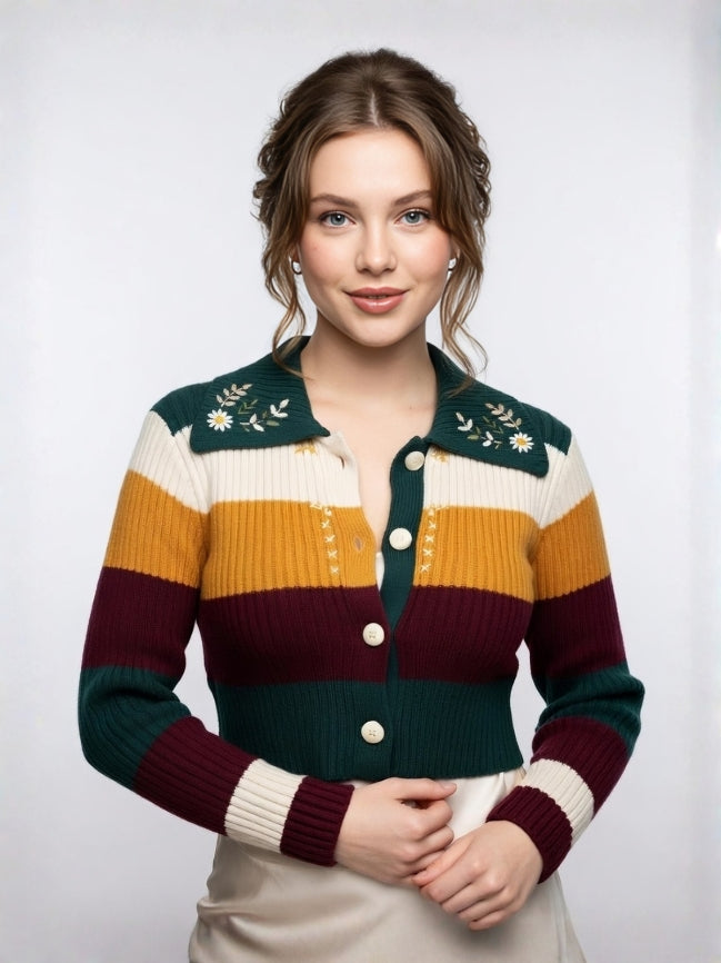 Women’s Cropped Floral Knit Sweater