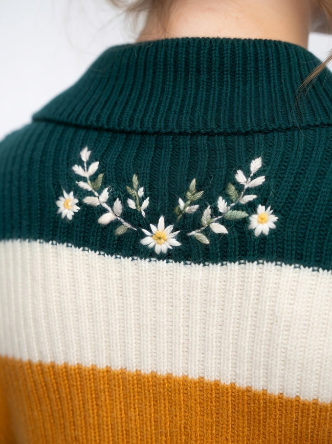 Womens Cropped Floral Knit Sweater Sale