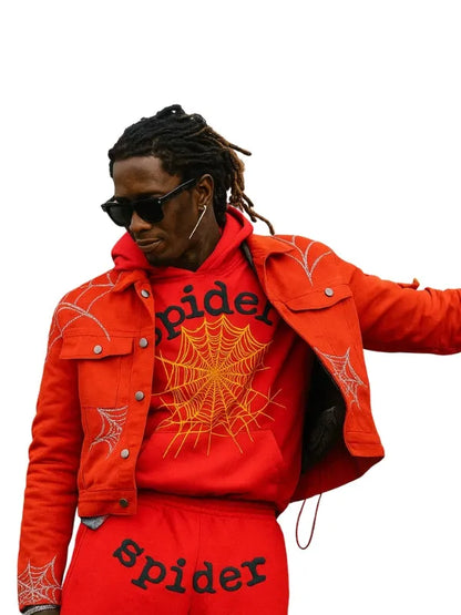 Young Thug spider denim jacket urban fashion look