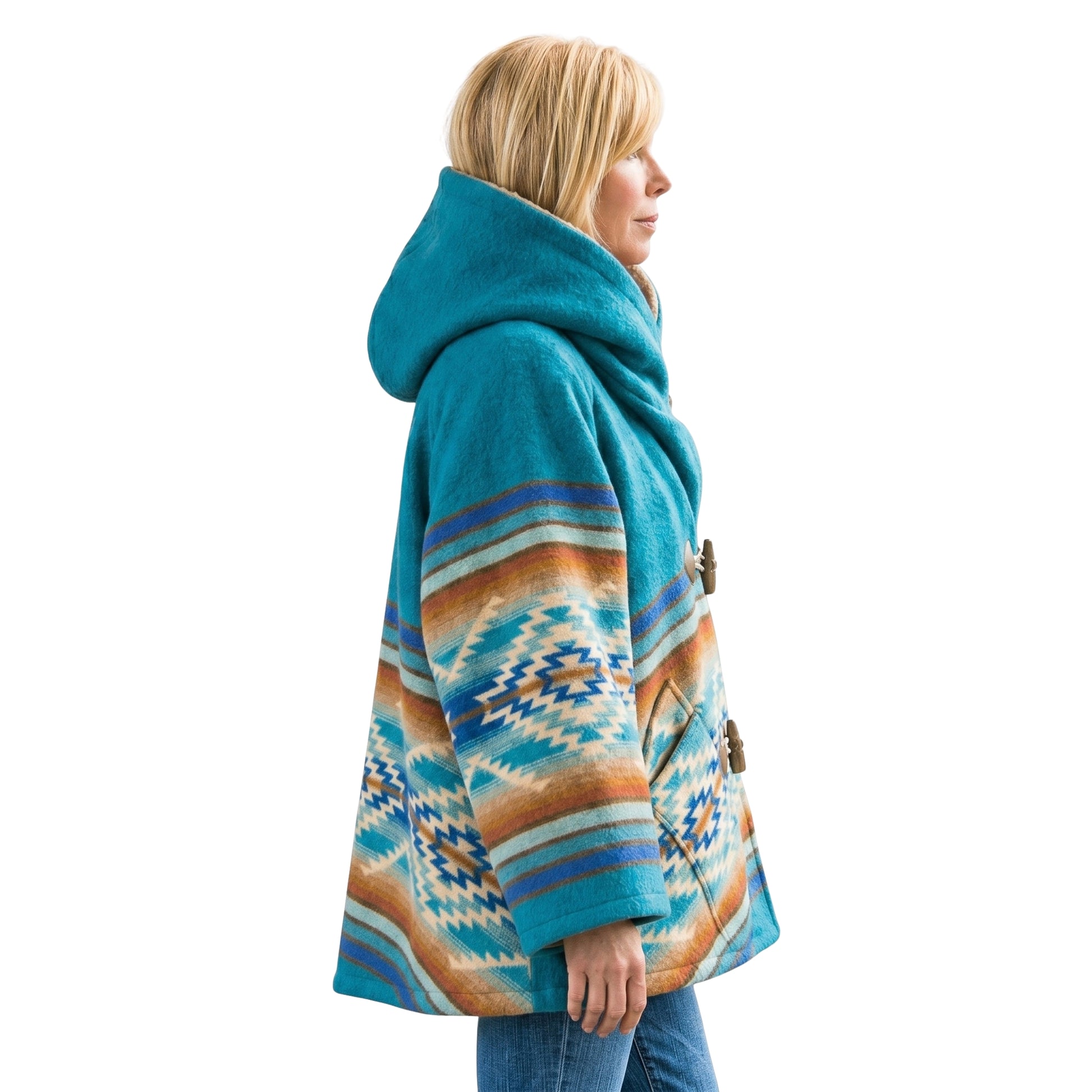 Ys Beth Dutton Blue Wool Poncho Coat
