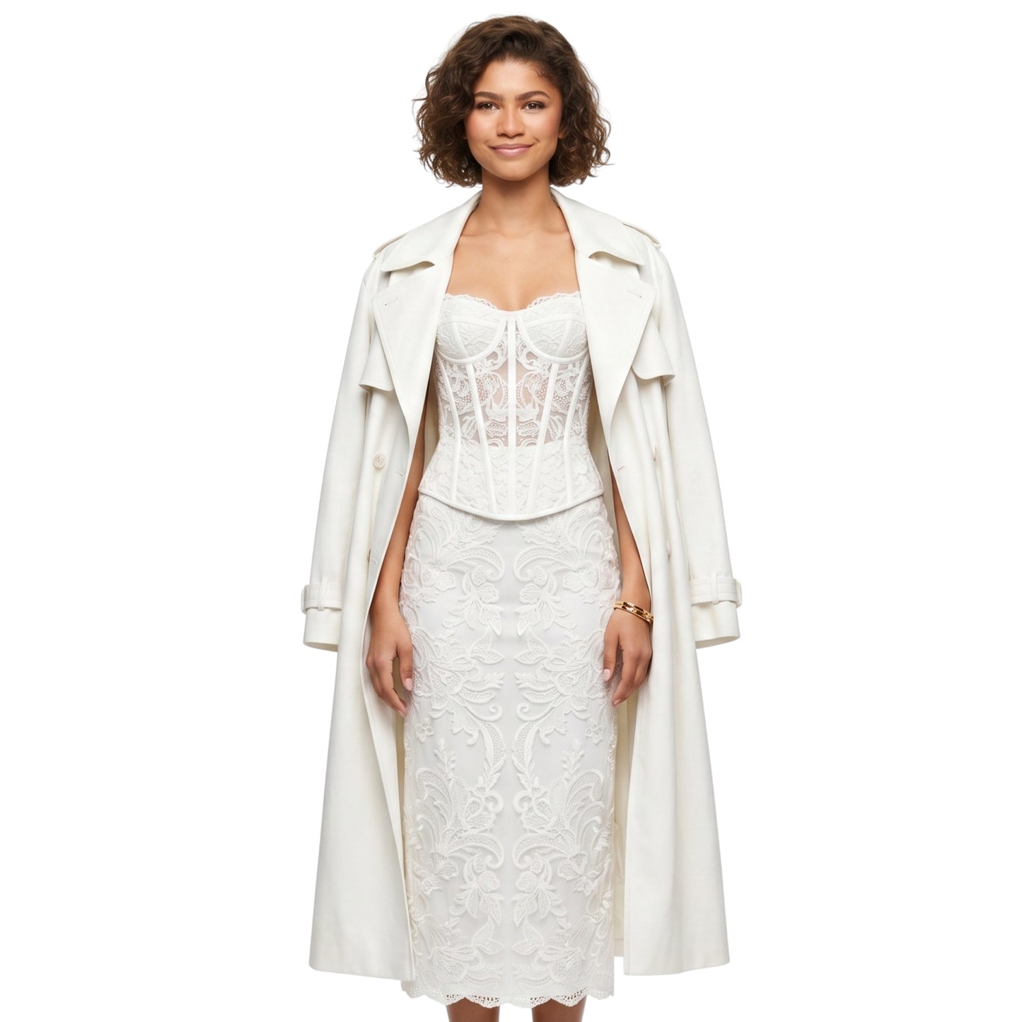 Zendaya Paris 2026 Off White Wool Coat
