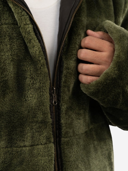 Men’s Reversible Hooded Jacket – Olive & Black Double Sided