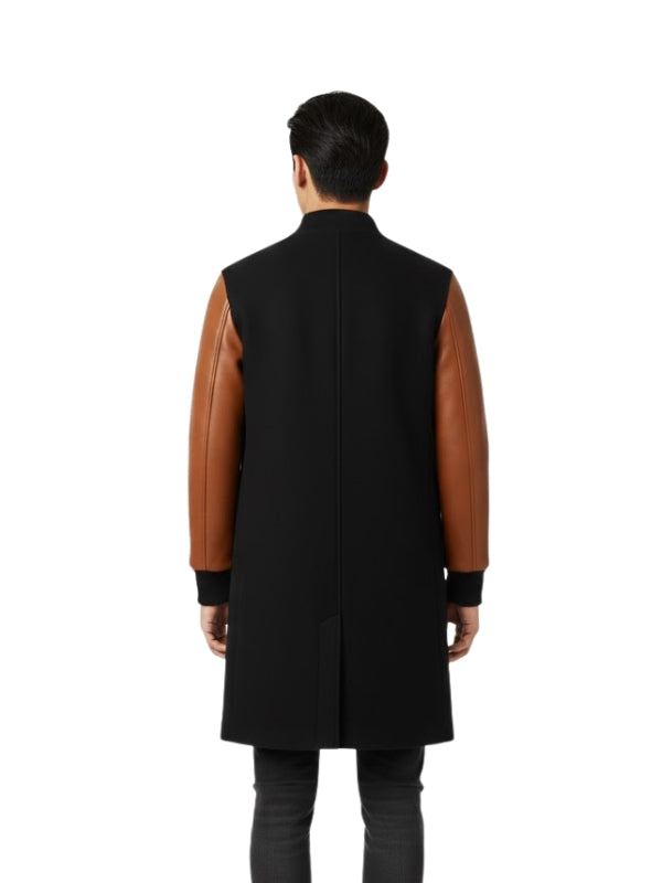 Men's Wool & Leather Sleeves Varsity Letterman Coat