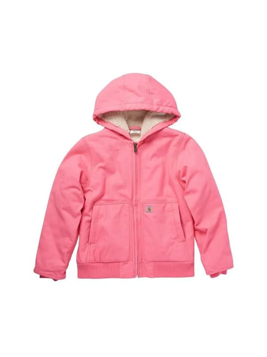 Girls insulated Real Cotton Front Zipper Lined Hooded Active Pink Jacket
