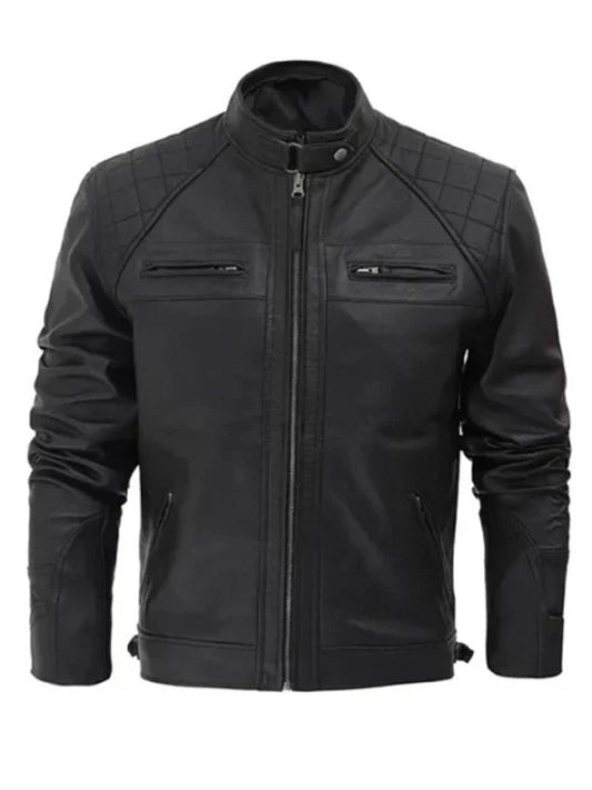Men's Classic Black Café Racer Biker Jacket