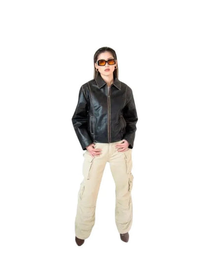 womens oversized leather jacket